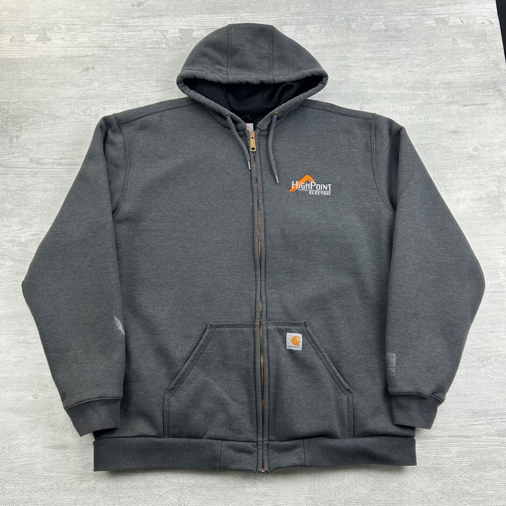 Carhartt Rain Defender Jacket Size XL Tall Gray Full‎ Zip Thermal Lined Hooded